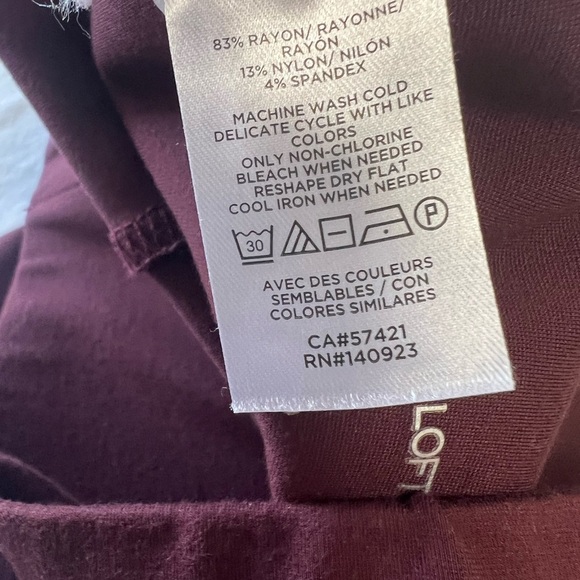 LOU & GREY FOR LOFT. BURGUNDY SIZE XS BURGUNDY LEGGINGS.  HIGH WAISTED - Picture 8 of 8